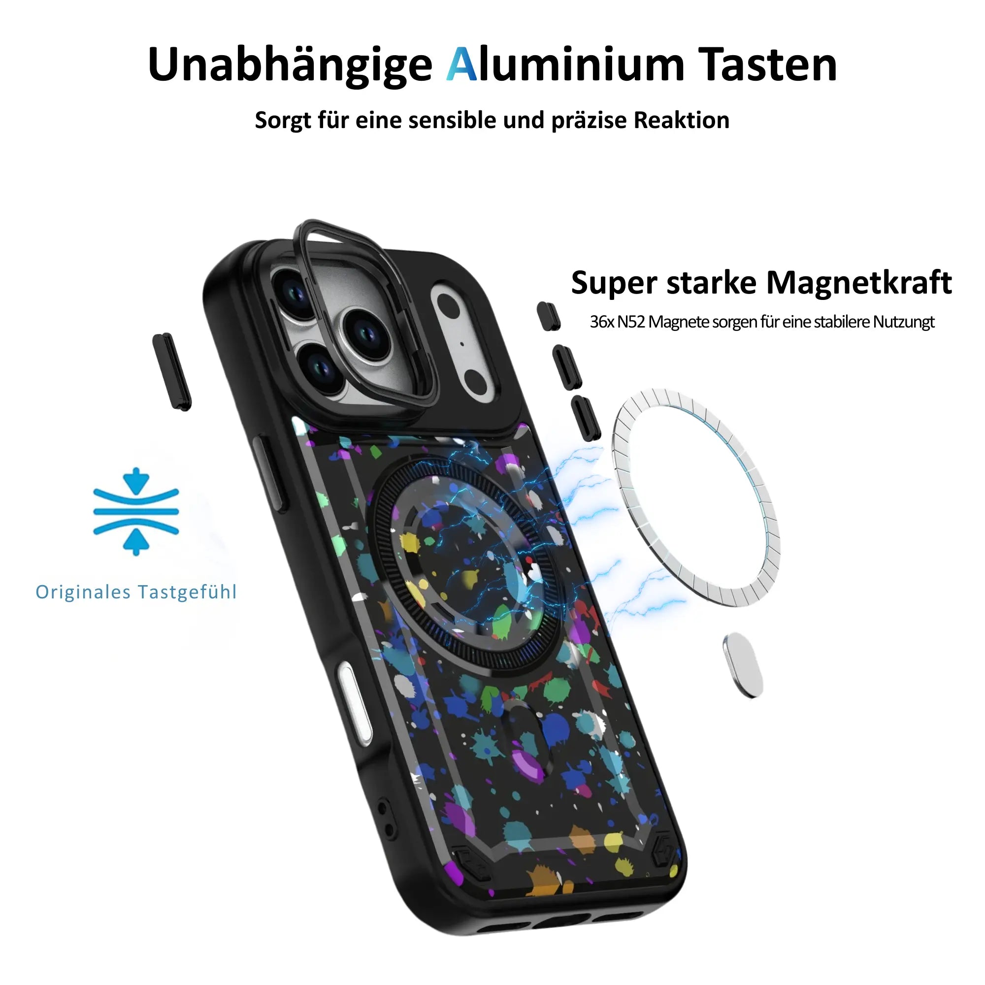 PantherSonic Schutzhülle für iPhone 17 Serie Farbspritzer Design
