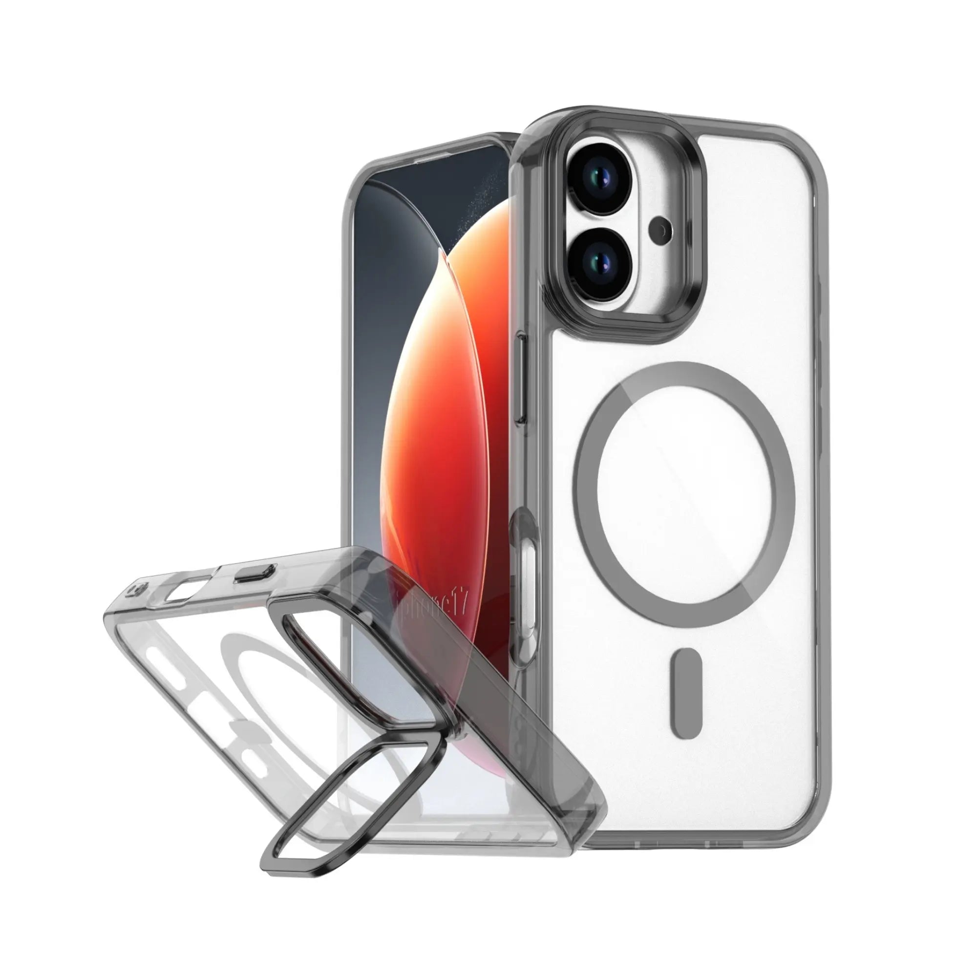 PantherSonic Schutzhülle für iPhone 17 Serie Transparent Grau Design