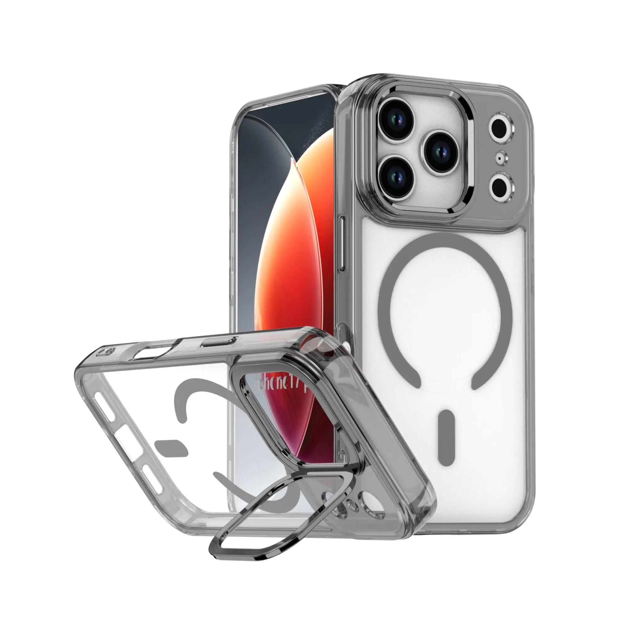 PantherSonic Schutzhülle für iPhone 17 Serie Transparent Grau Design