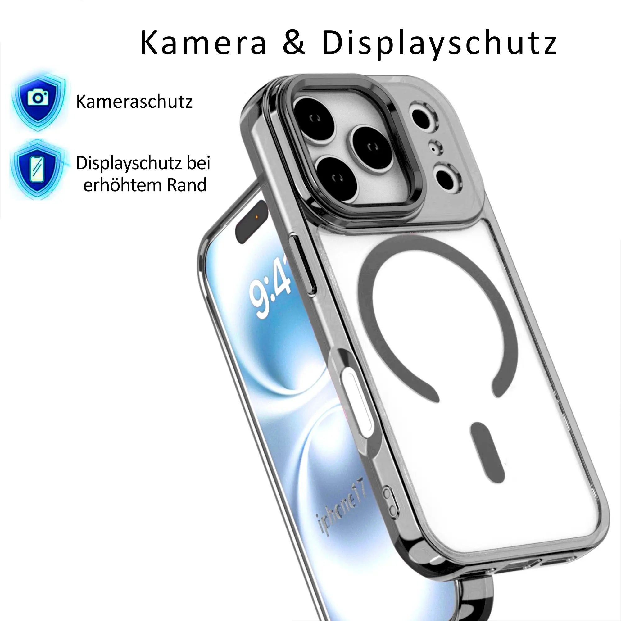 PantherSonic Schutzhülle für iPhone 17 Serie Transparent Grau Design