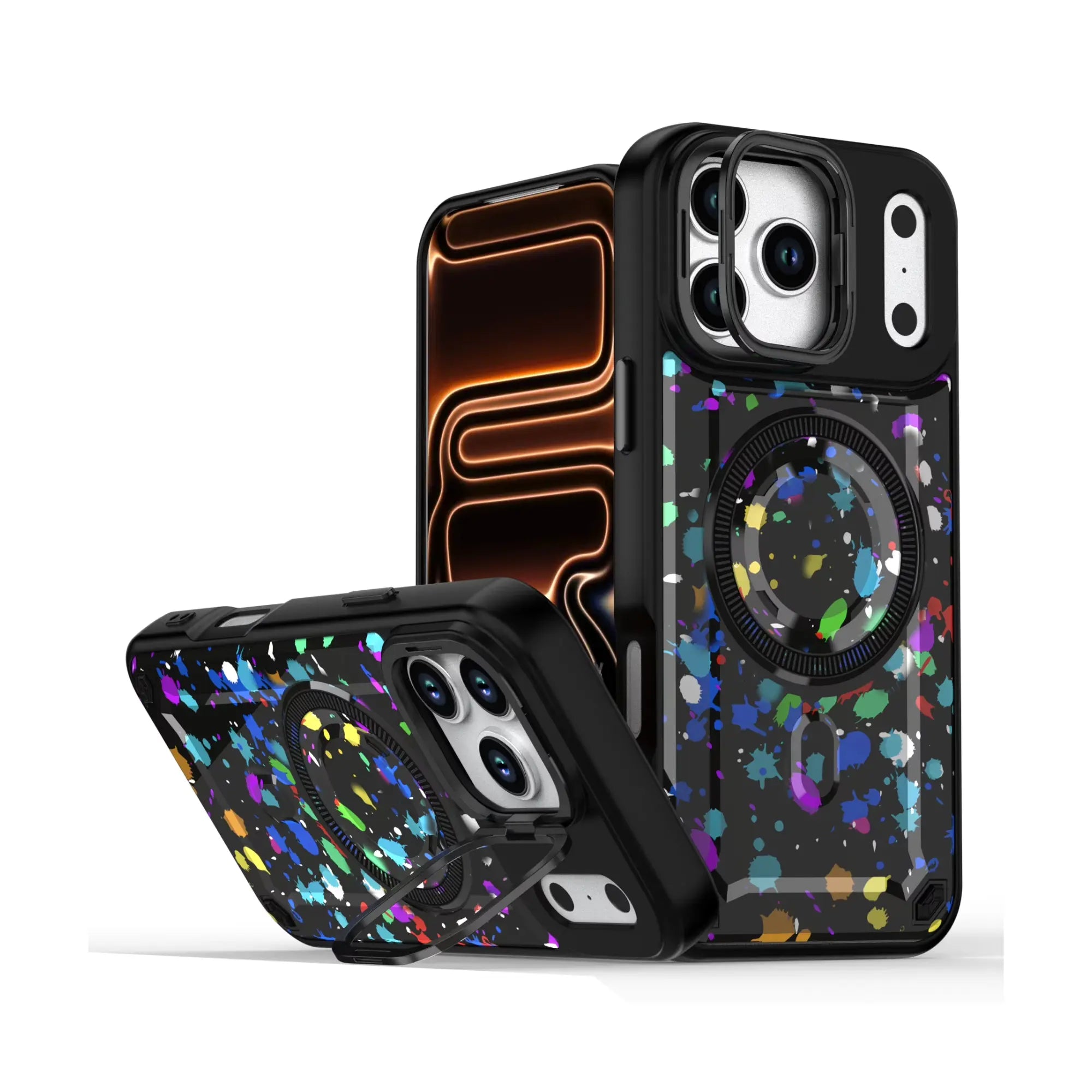 PantherSonic Schutzhülle für iPhone 17 Serie Farbspritzer Design