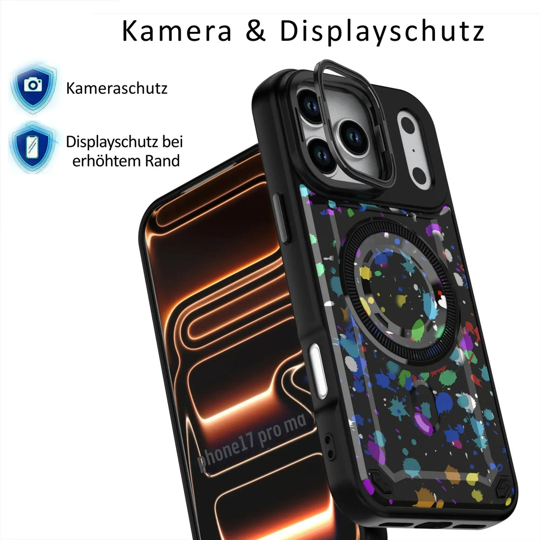 PantherSonic Schutzhülle für iPhone 17 Serie Farbspritzer Design