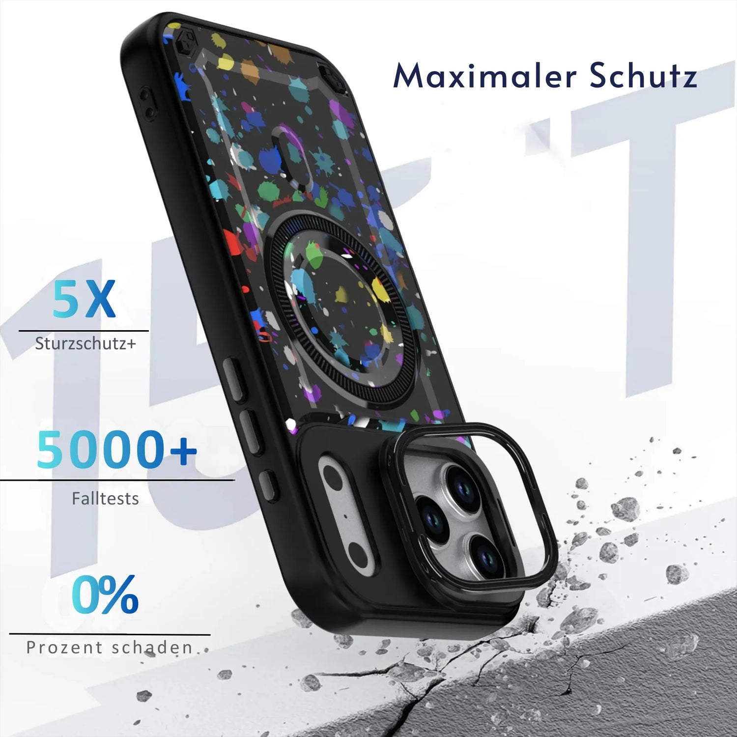 PantherSonic Schutzhülle für iPhone 17 Serie Farbspritzer Design