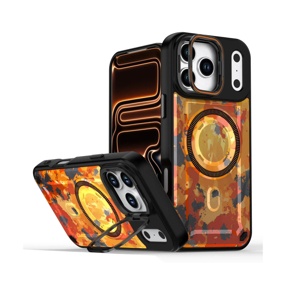 PantherSonic Schutzhülle für iPhone 17 Serie Orange Splash Design