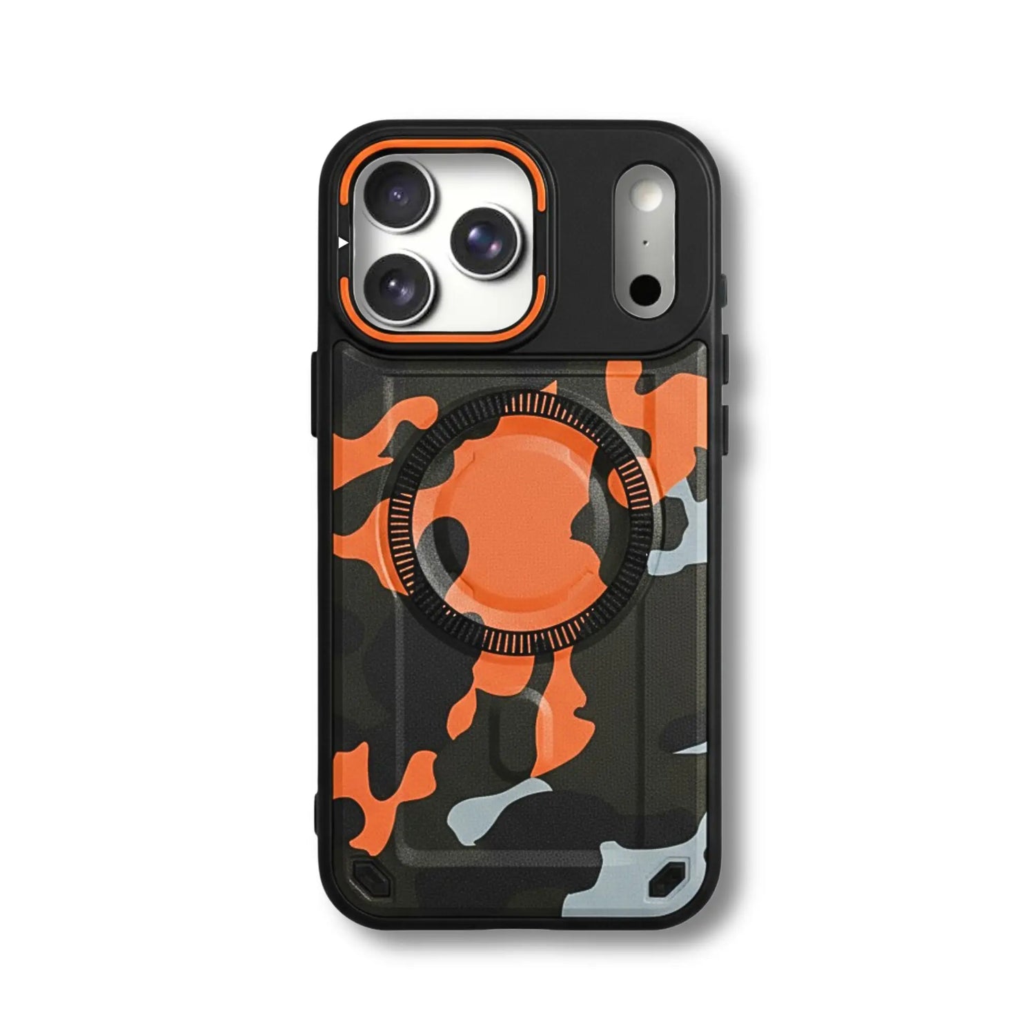 PantherSonic iPhone 17 Serie Hülle Camo Black Orange