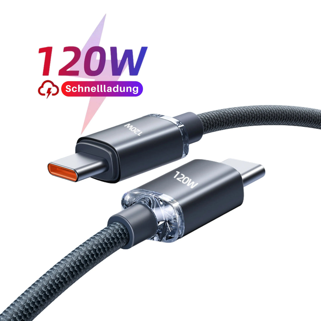 PantherSonic USB C Ladekabel 120W Leistungsstarkes Laden 1m