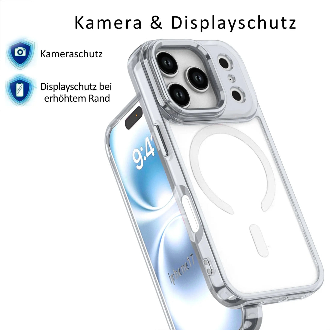 PantherSonic Schutzhülle für iPhone 17 Serie Transparent Weiß Design