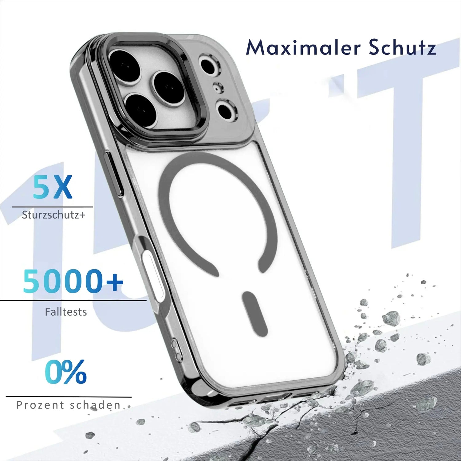 PantherSonic Schutzhülle für iPhone 17 Serie Transparent Grau Design