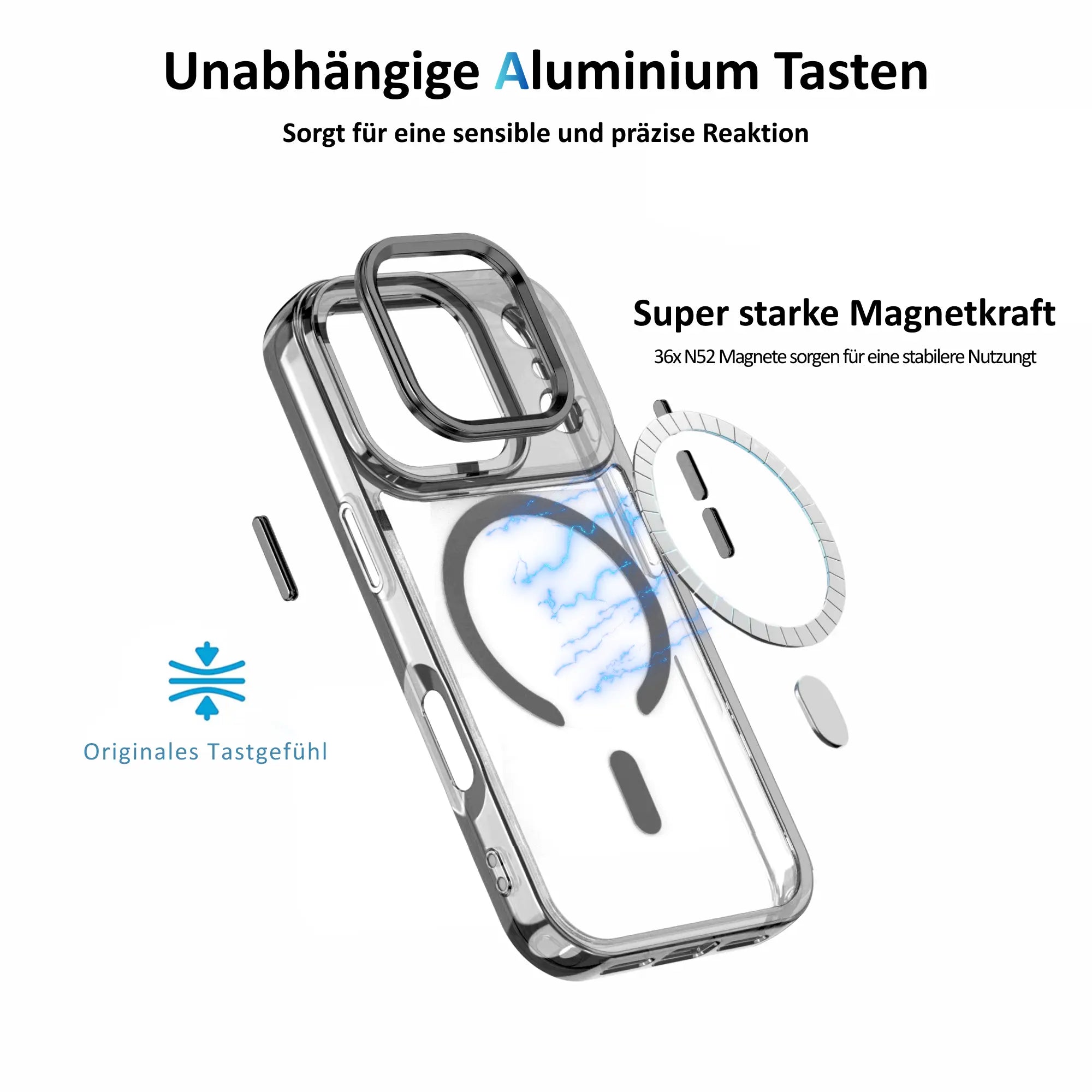 PantherSonic Schutzhülle für iPhone 17 Serie Transparent Grau Design
