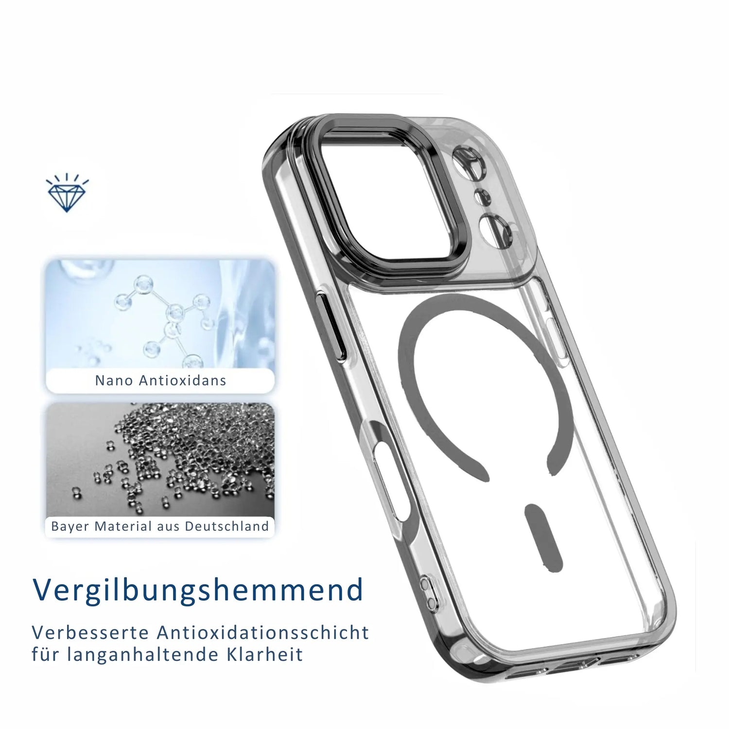 PantherSonic Schutzhülle für iPhone 17 Serie Transparent Grau Design