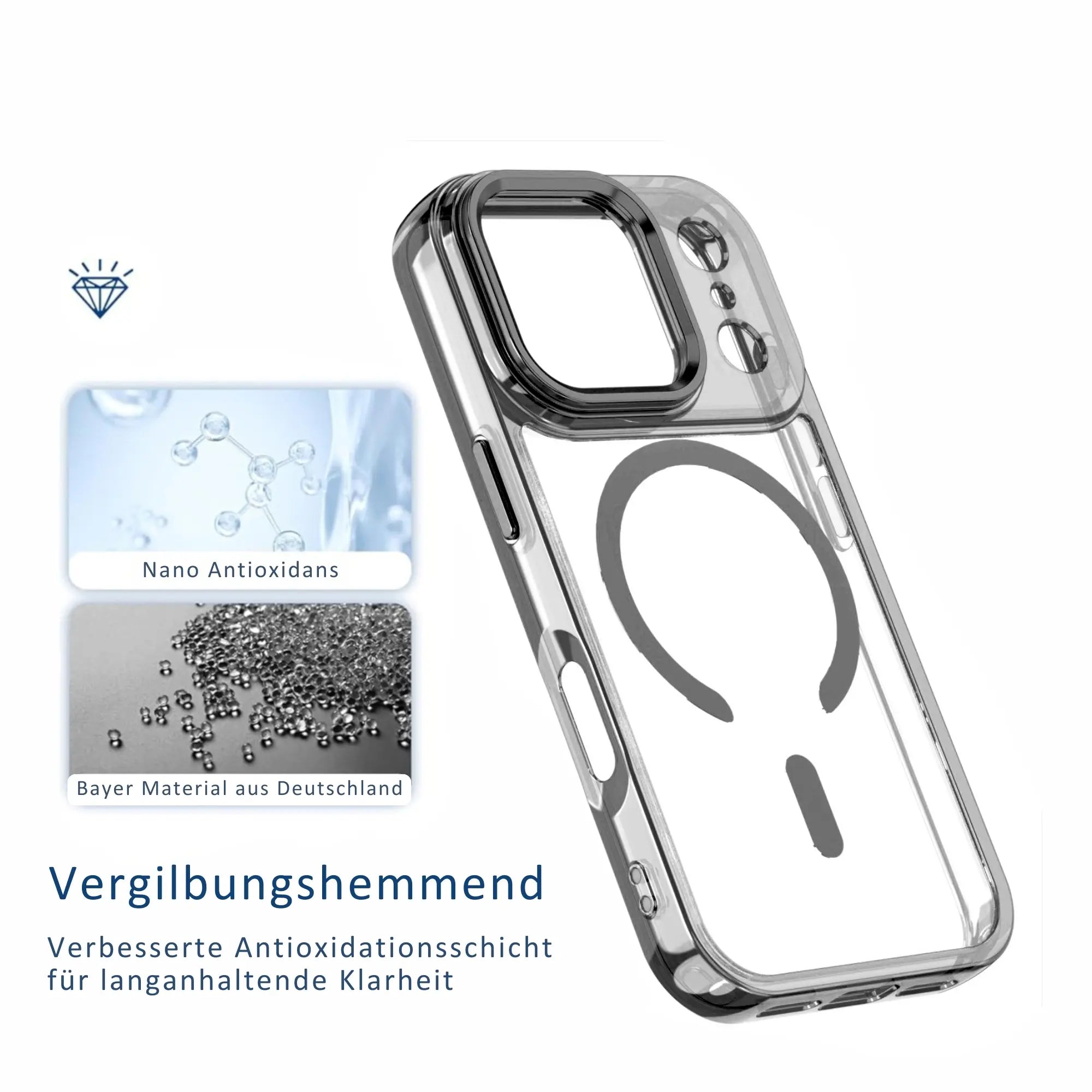 PantherSonic Schutzhülle für iPhone 17 Serie Transparent Grau Design