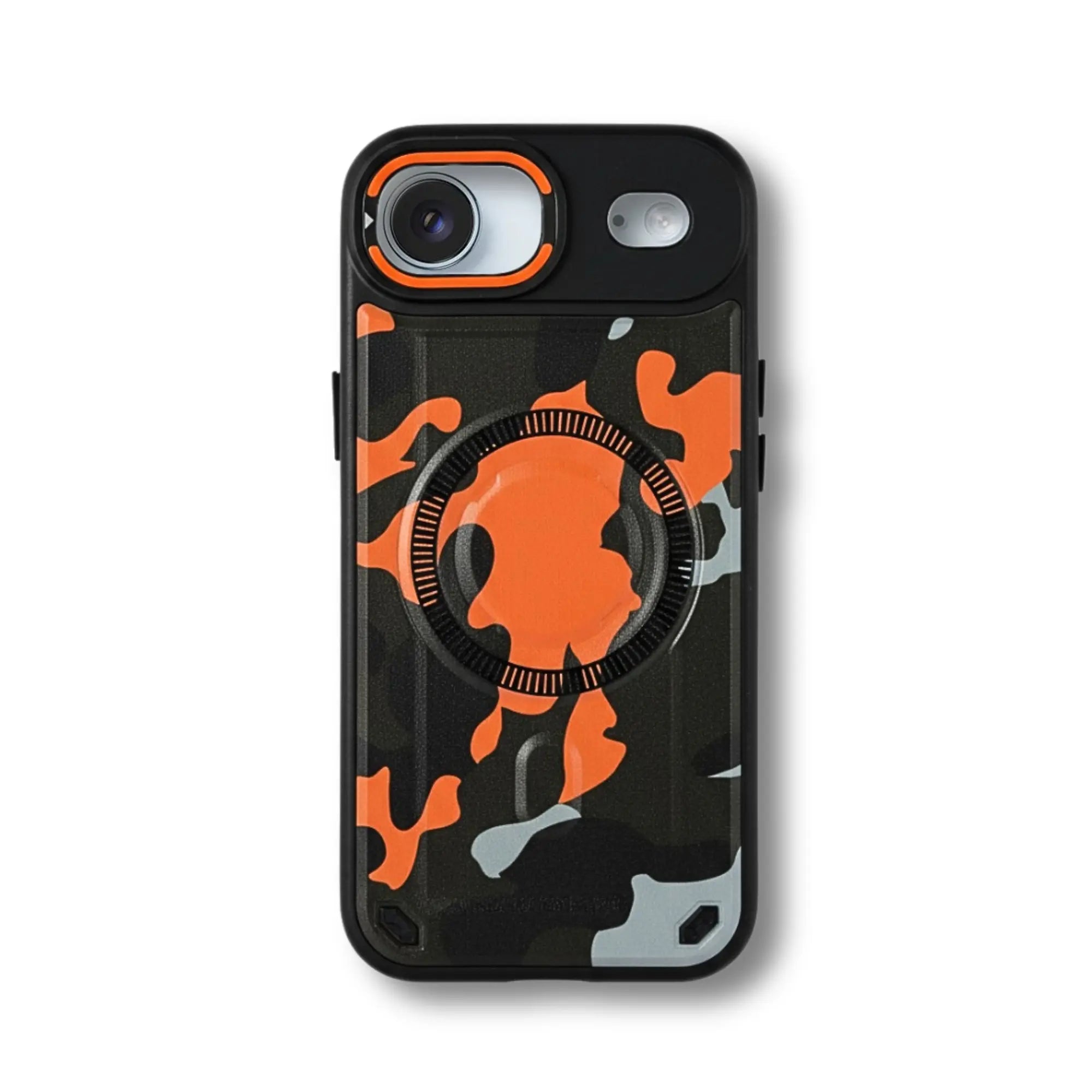PantherSonic iPhone 17 Serie Hülle Camo Black Orange